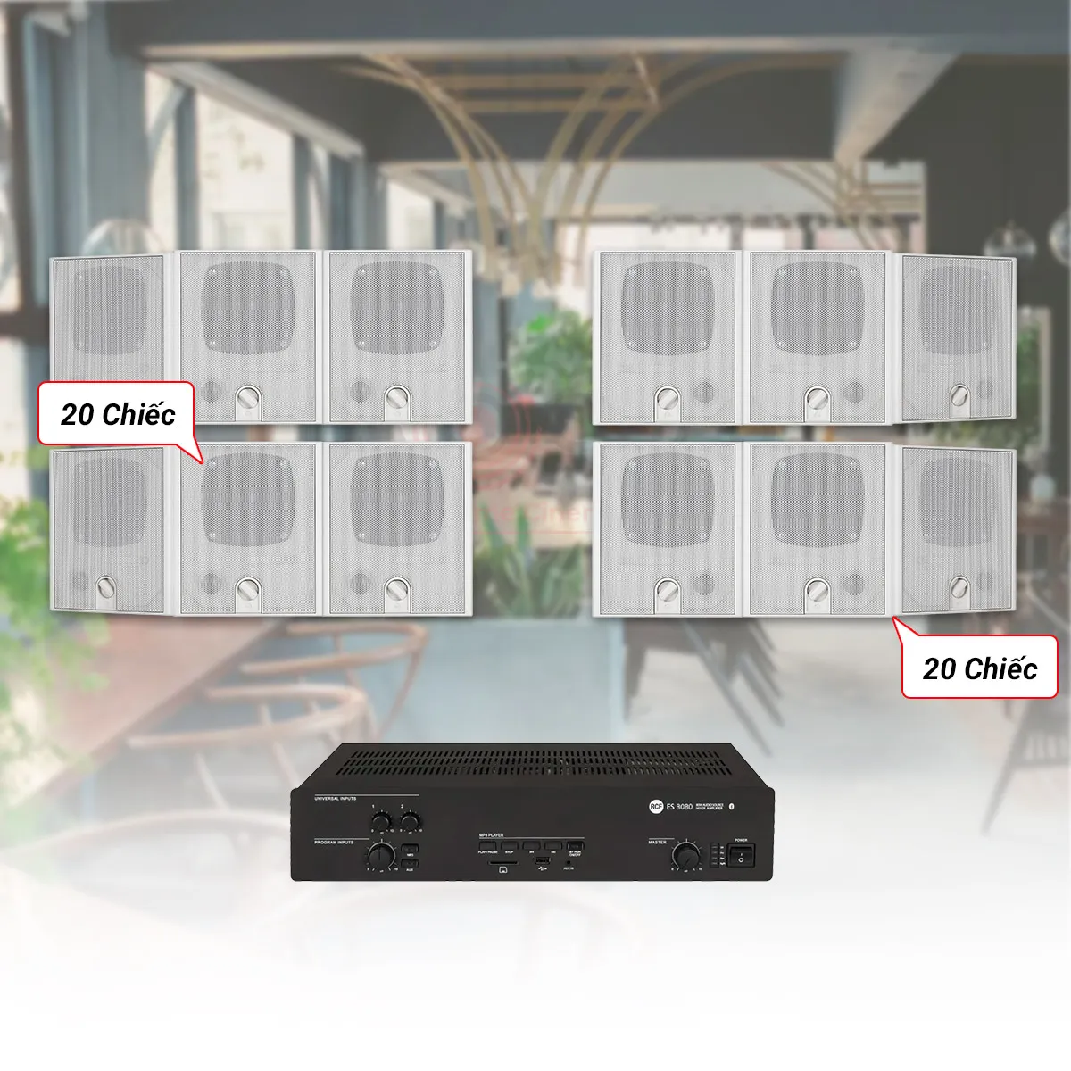 Ảnh minh họa Hệ Thống Âm Thanh Nhạc Nền Quán Cafe, Nhà Hàng, Shop, Spa, tenis RCF 01 ( RCF DU 31AT + RCF ES 3080) 2