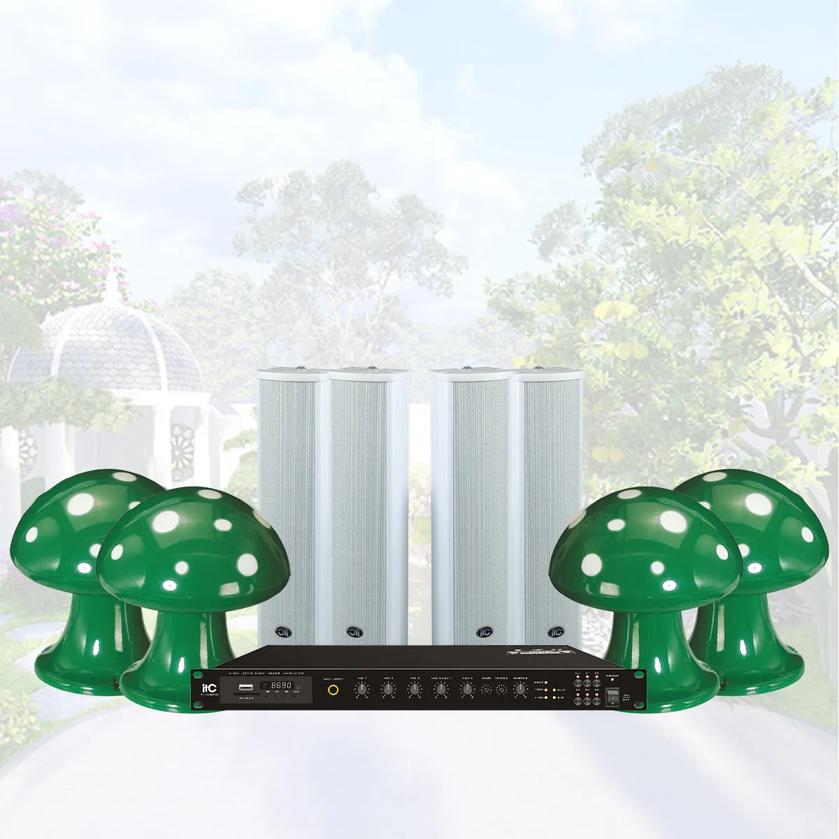 Ảnh minh họa Hệ thống âm thanh nhạc nền sân vườn 04 (ITC T-500H, ITC T-703S, ITC TI-350DTB) 1