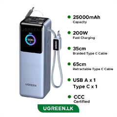  Pin sạc dự phòng UGREEN 25000mAh 200W Nexode Pro kèm cáp bện 35cm + 
