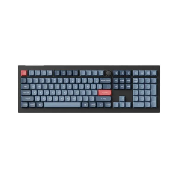 Keychron V6 Max 100% QMK/VIA Bàn phím cơ không dây RGB thay switch nóng với núm xoay, switch Gateron Jupiter Red, bố cục Anh/Ả Rập - Đen Carbon