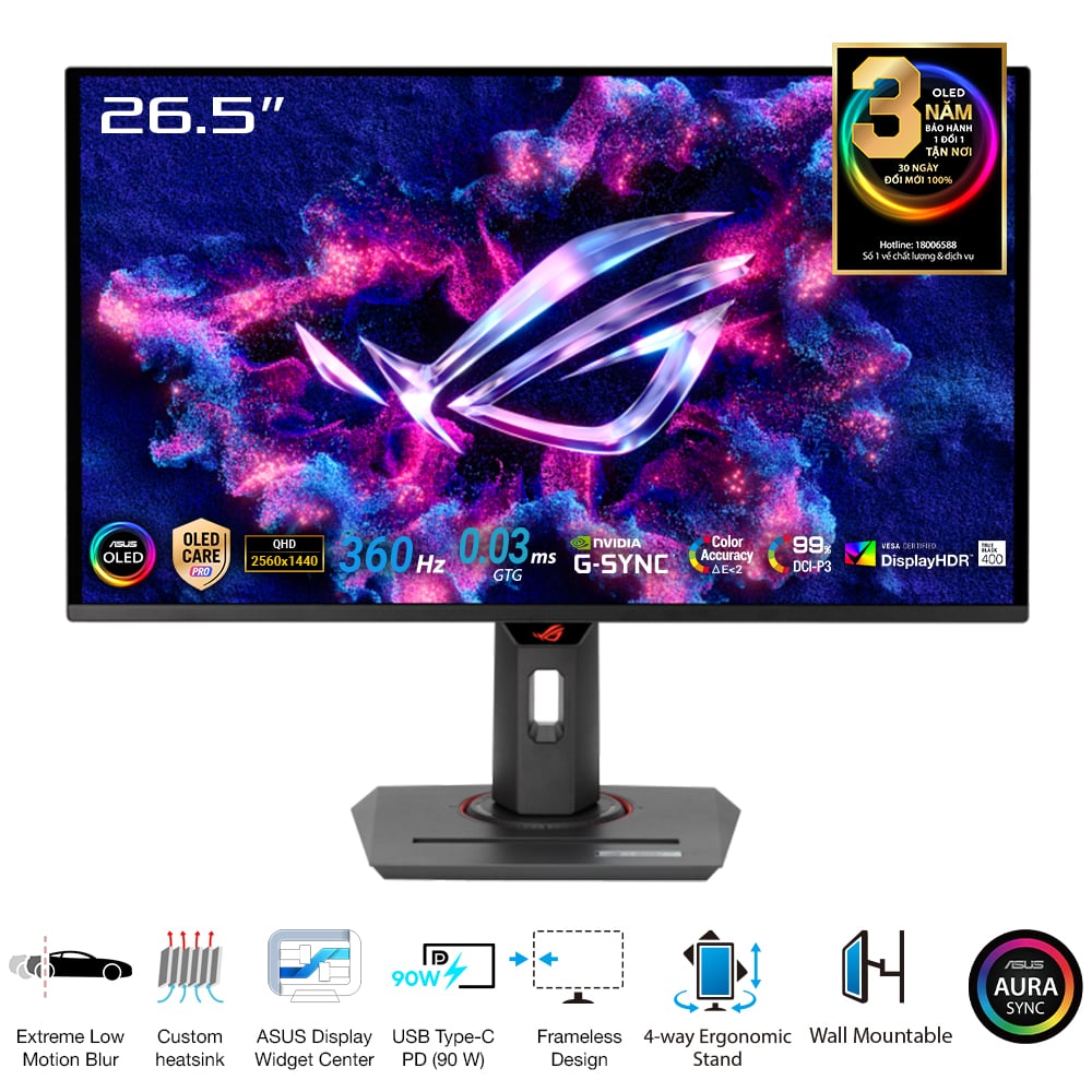 Màn Hình Gaming ASUS ROG Strix OLED XG27ACDNG (26.5 inch - 360Hz - 2K - 0.03ms - OLED)