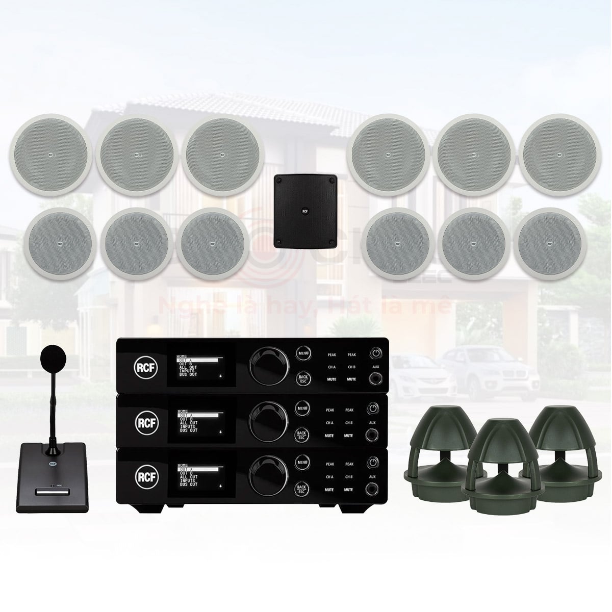 Hệ thống âm thanh thông báo, nhạc nền RCF 01 (RCF PL 8X, RCF PL 60, RCF MQ 80P, RCF DMA 82,…)
