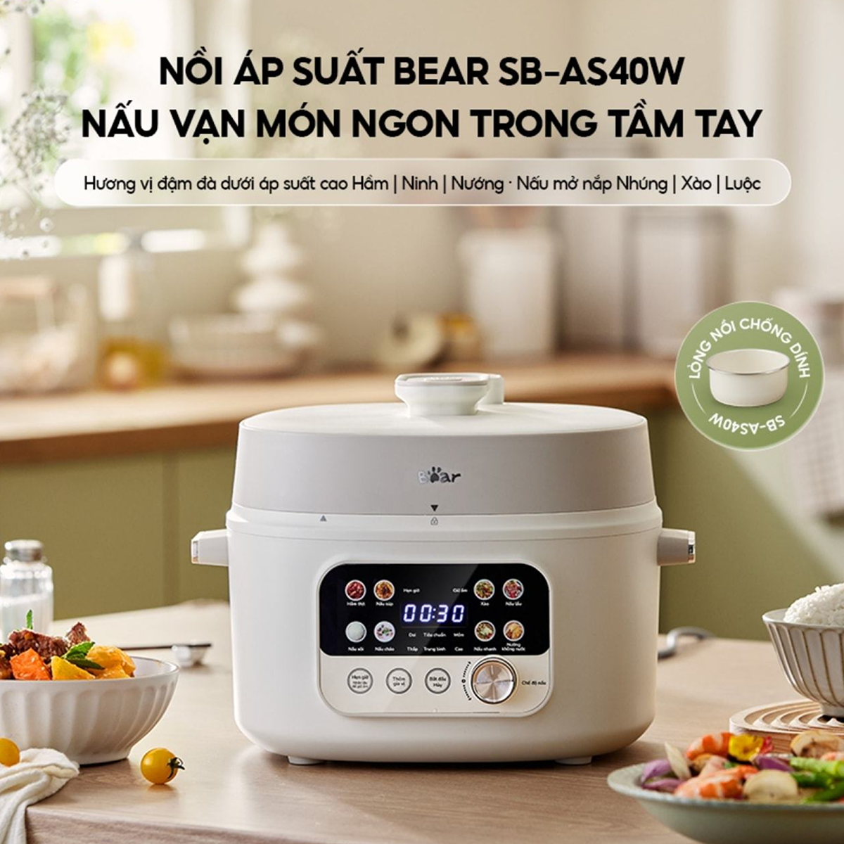 Ảnh minh họa Nồi áp suất Bear 4L SB-AS40W 1
