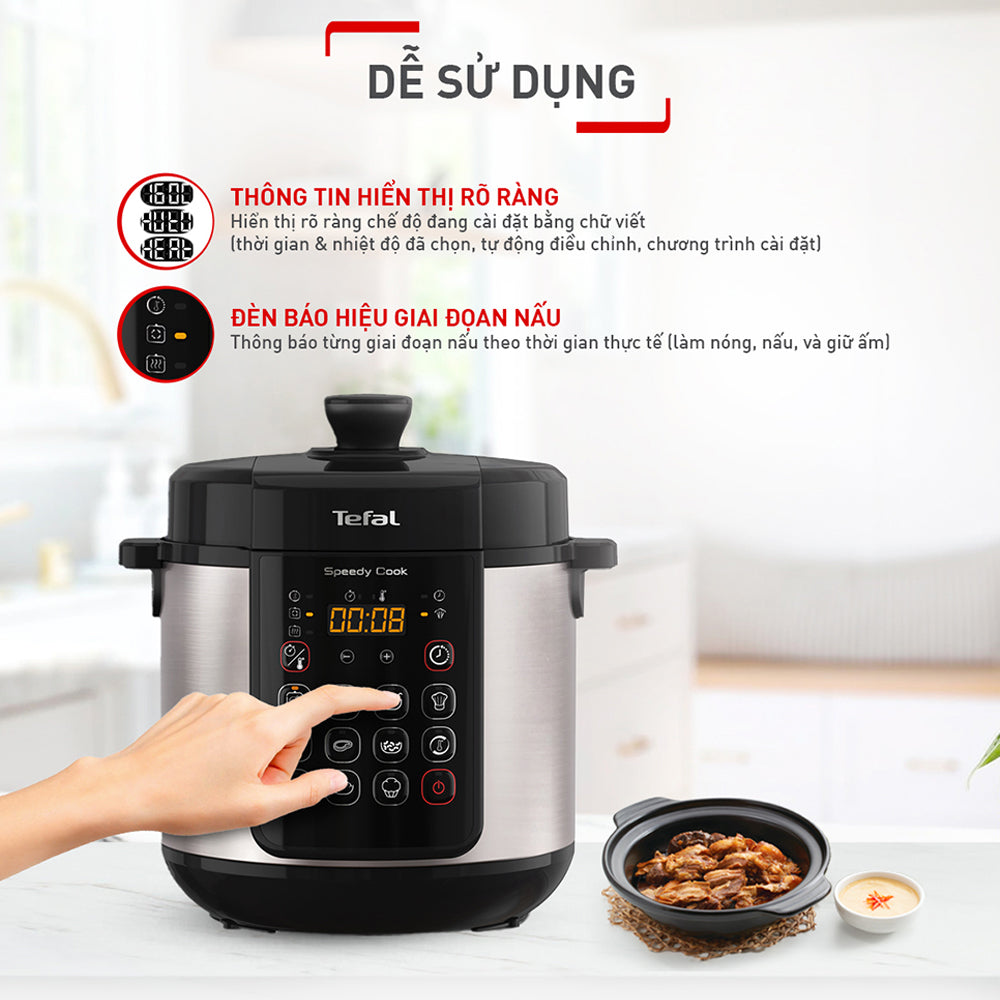 Ảnh minh họa Nồi áp suất điện đa năng Tefal Speedy Cook 5L CY222D68 2