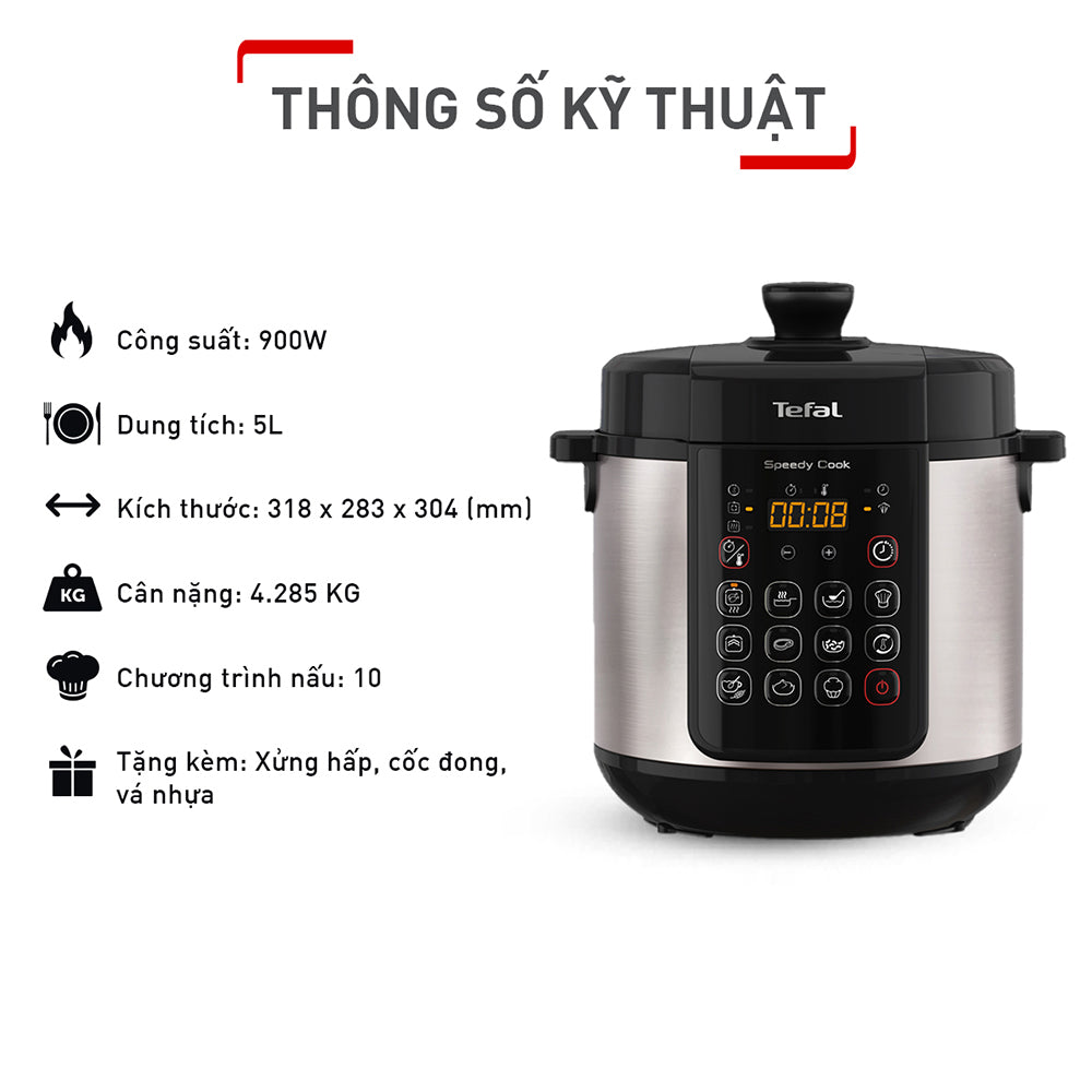 Ảnh minh họa Nồi áp suất điện đa năng Tefal Speedy Cook 5L CY222D68 3