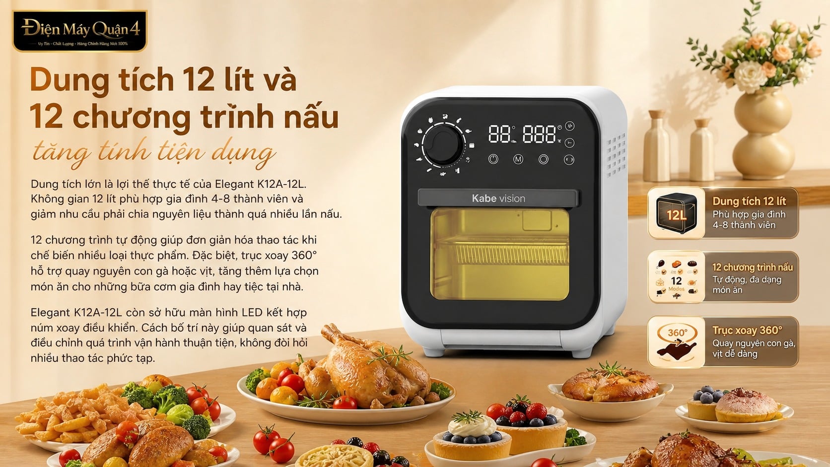 Ảnh minh họa Nồi chiên không dầu Elegant K12A-12L 2