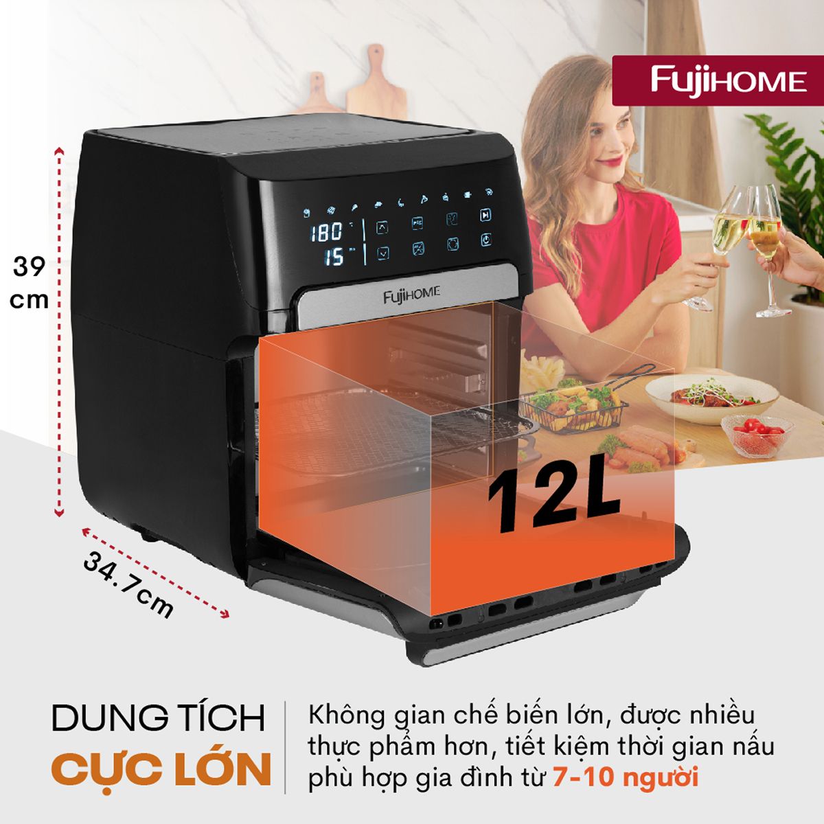 Nồi chiên không dầu Fujihome AA12DB 12L