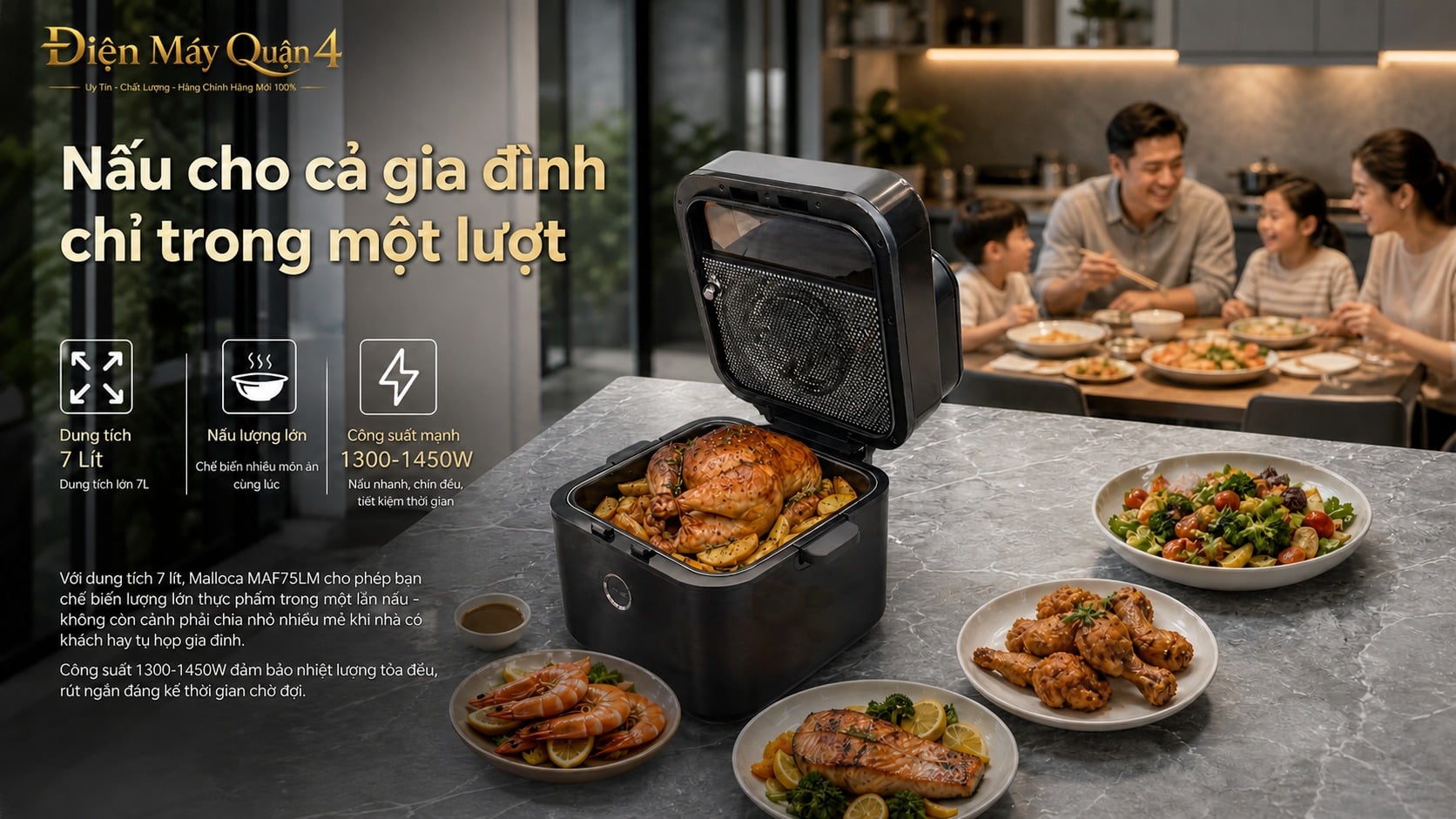 Ảnh minh họa Nồi chiên không dầu Malloca MAF75LM 2