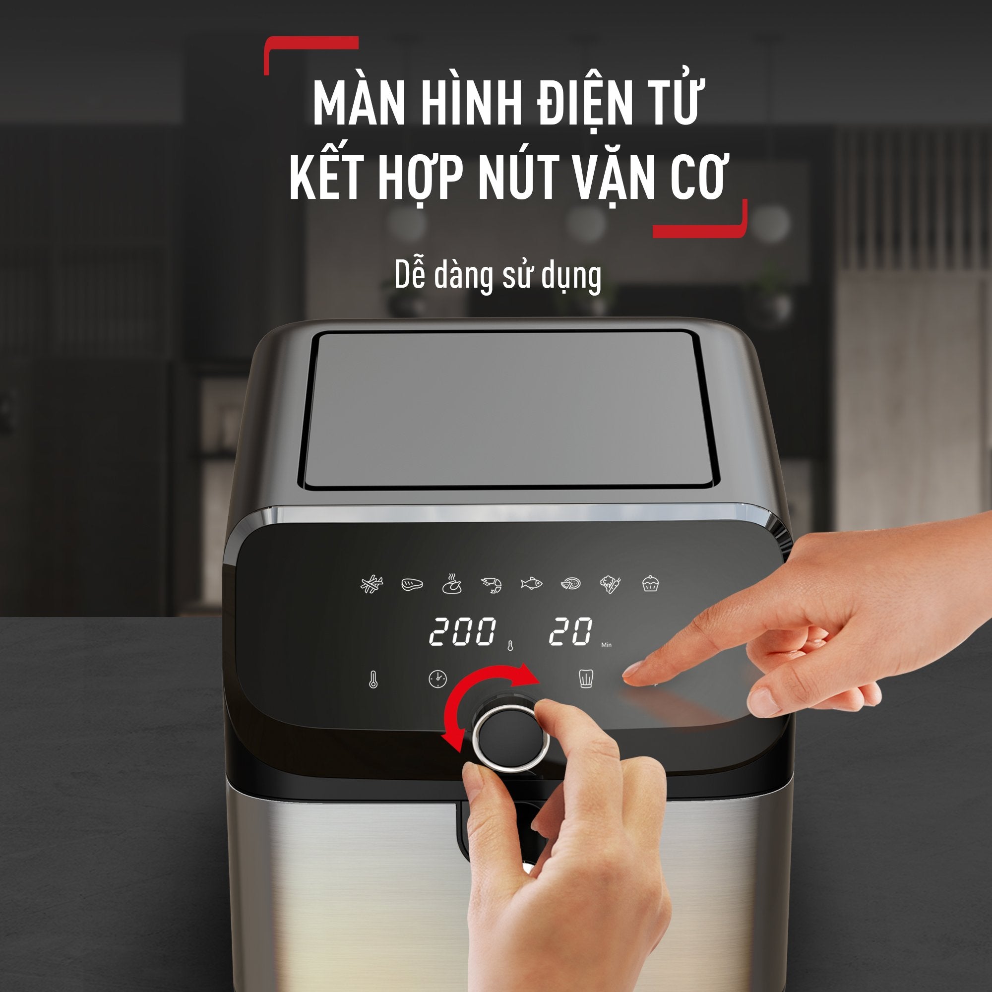 Ảnh minh họa Nồi chiên không dầu Tefal Mega EY8558E0 7.5L - Black 2