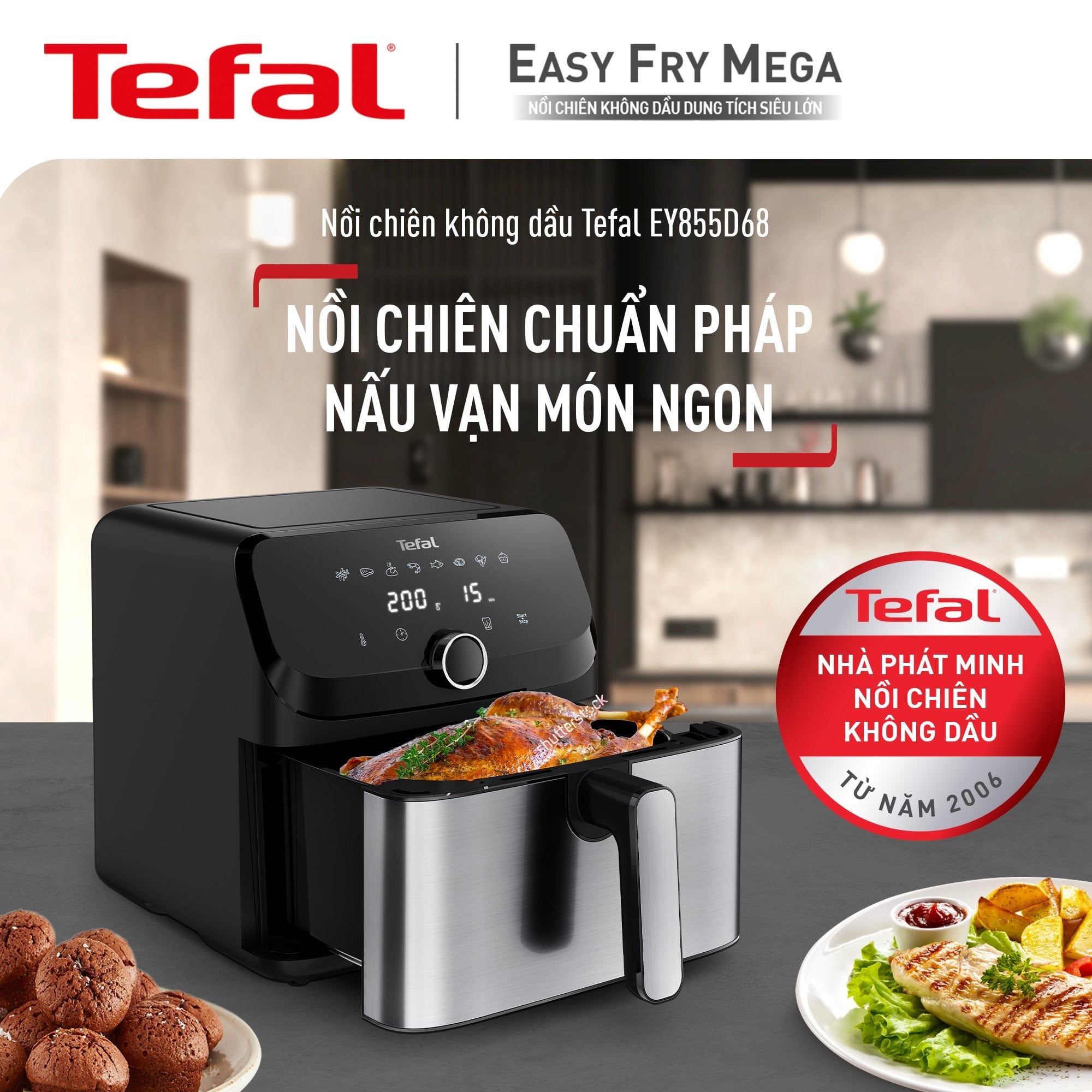 Nồi chiên không dầu Tefal Mega EY8558E0 7.5L - Black