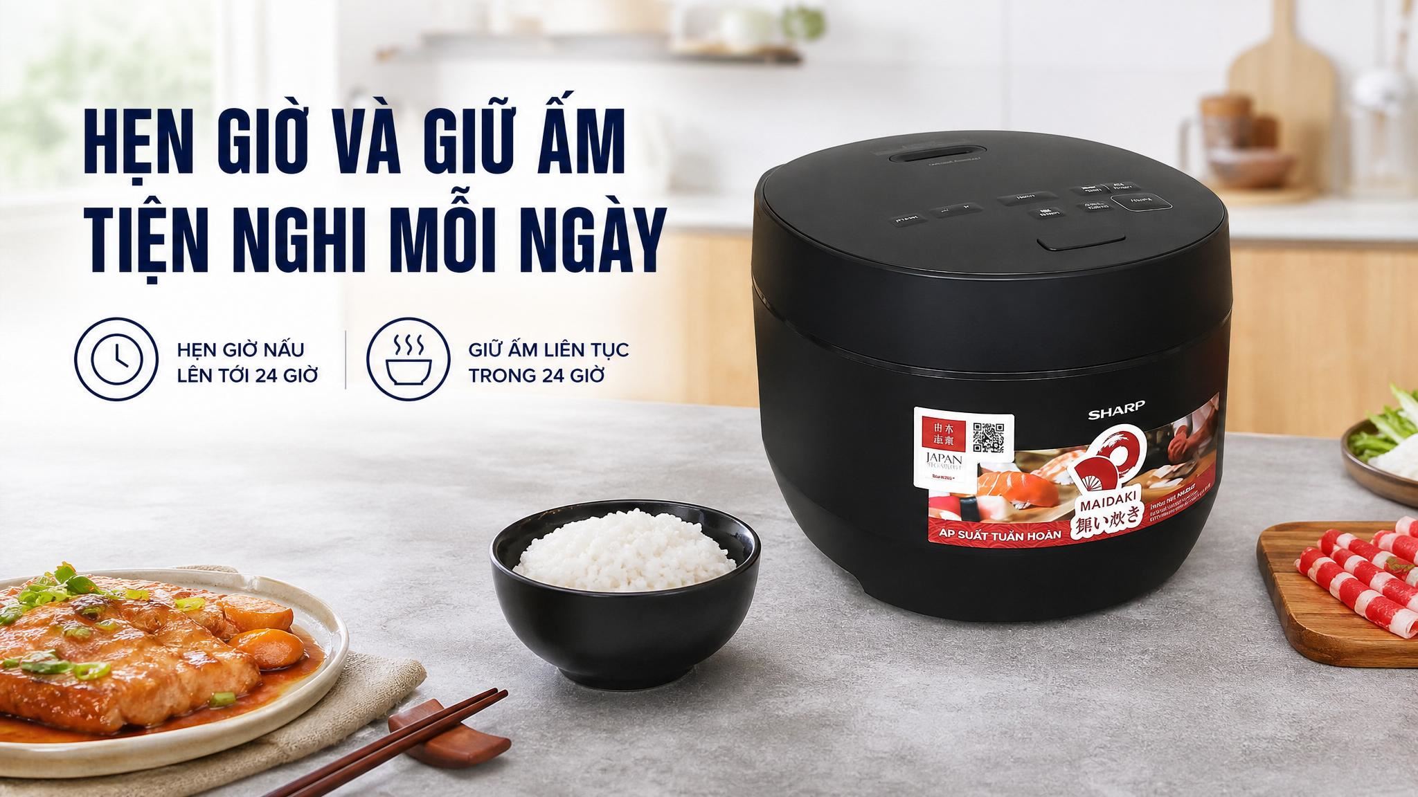 Ảnh minh họa Nồi cơm điện tử áp suất Sharp 1.8 lít KS-TW181V-B 1
