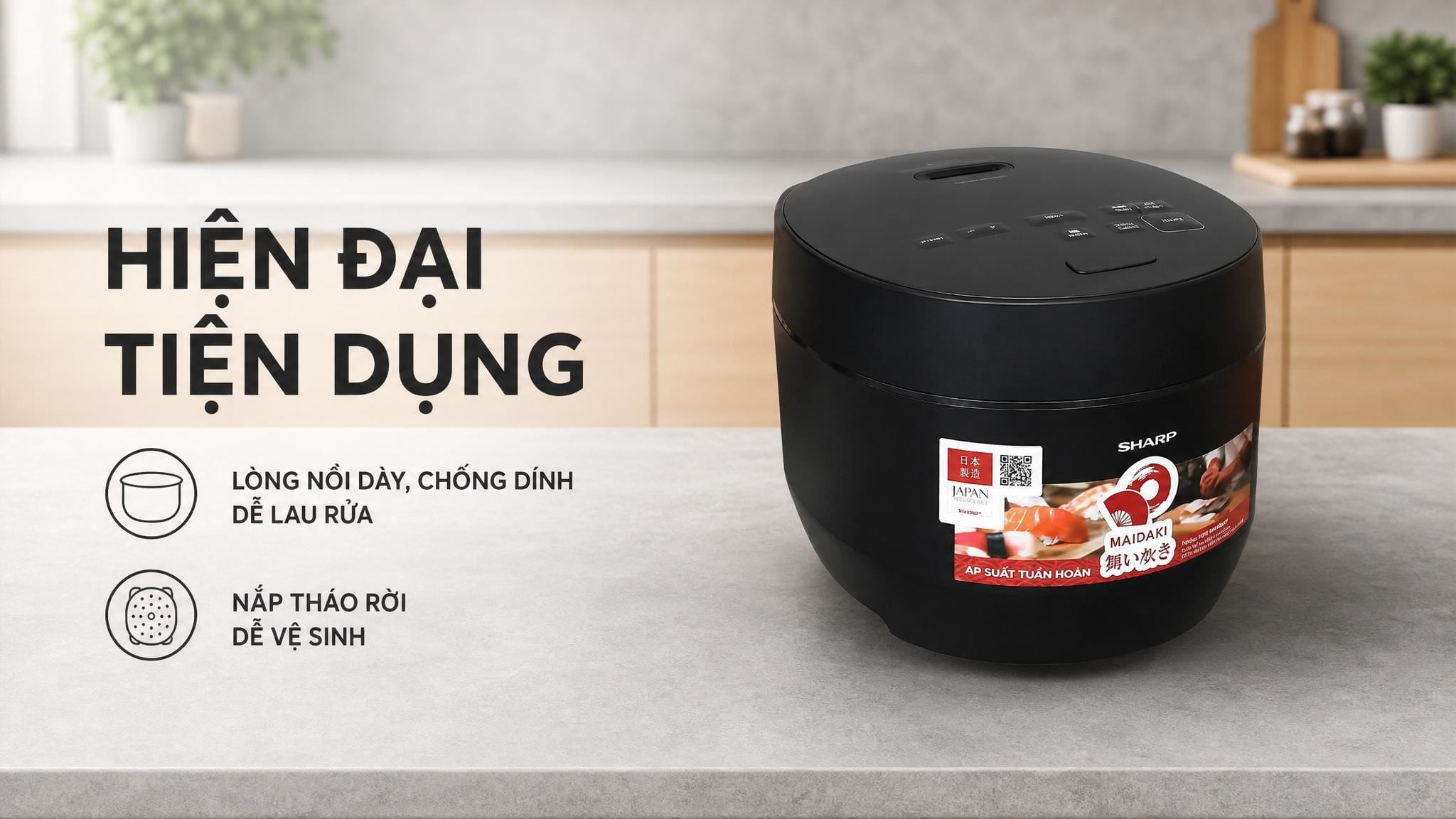 Ảnh minh họa Nồi cơm điện tử áp suất Sharp 1.8 lít KS-TW181V-B 2