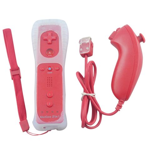 Điều khiển từ xa Wii không dây GamePad Màu Đỏ – Tích hợp loa, kèm vỏ silicone chống trượt và dây đeo an toàn