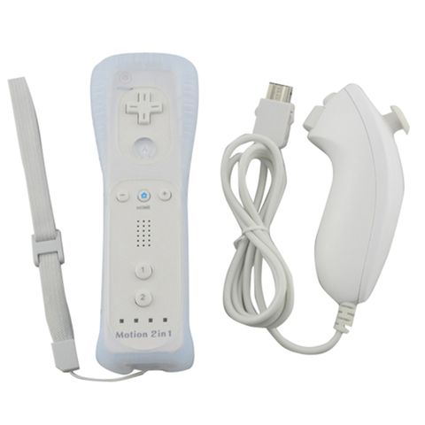 Điều khiển từ xa Wii không dây GamePad Màu Trắng – Tích hợp loa, kèm vỏ silicone chống trượt và dây đeo an toàn