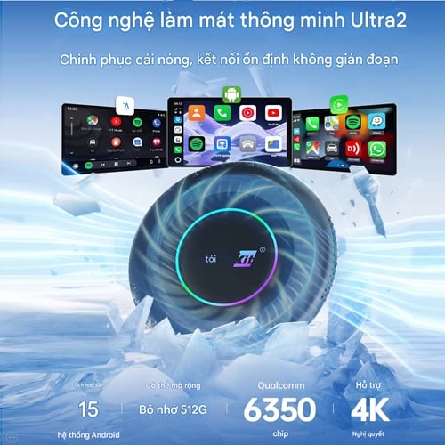 Ảnh minh họa Android Box Ô Tô Carlinkit Tbox Ultra 2, Chip Qualcomm SM6350, Ram 8G/128G, Android 15 2