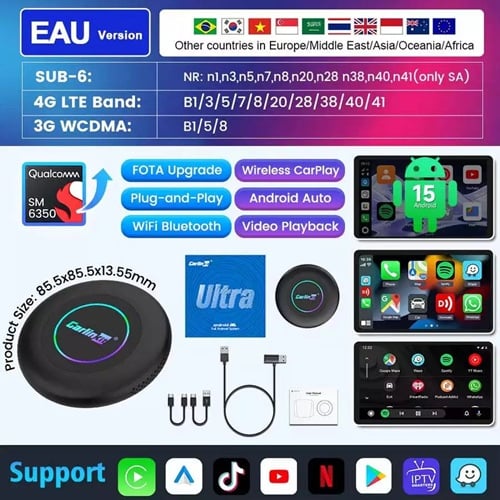 Ảnh minh họa Android Box Ô Tô Carlinkit Tbox Ultra 2, Chip Qualcomm SM6350, Ram 8G/128G, Android 15 3