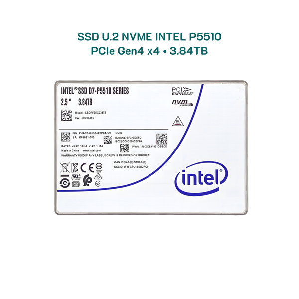 Ổ cứng 3.84TB Intel P5510 U.2 NVMe PCIe 4.0 x4 chuẩn Enterprise