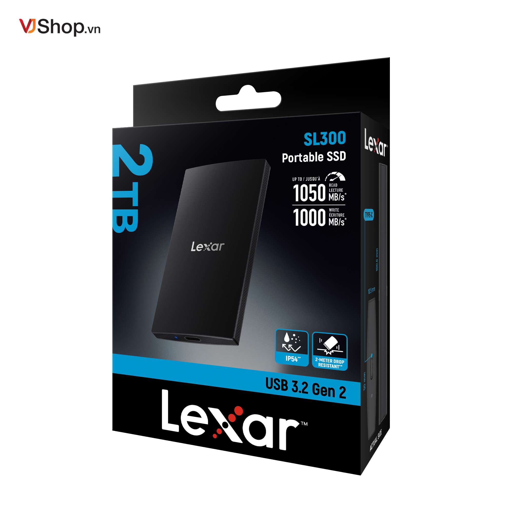 Ổ cứng di động Lexar SL300 Portable SSD 2TB Black | Chính hãng