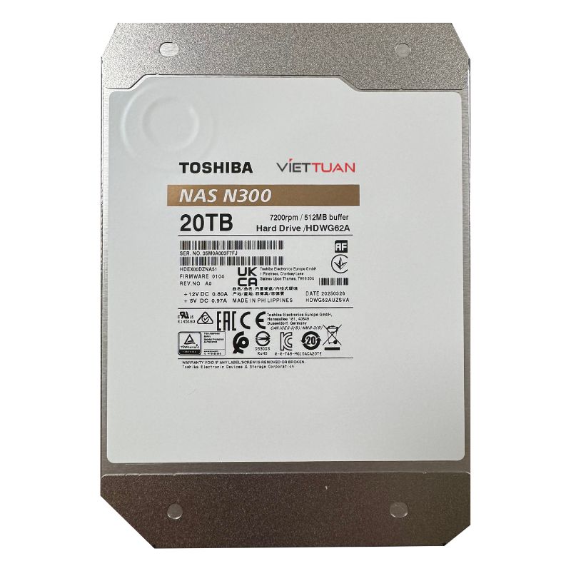 Ổ cứng HDD Toshiba N300 20Tb (HDWG62AUZSVA)