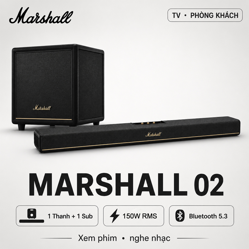 Bộ Loa Soundbar Marshall 02 (Marshall Heston 120, Marshall Heston Sub 200)