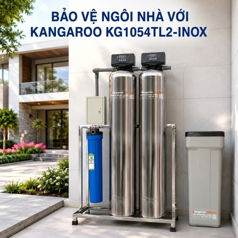 Ảnh minh họa Bộ lọc tổng đầu nguồn gia đình KG1054TL2-INOX, Van tự động, Xử lý Canxi 1