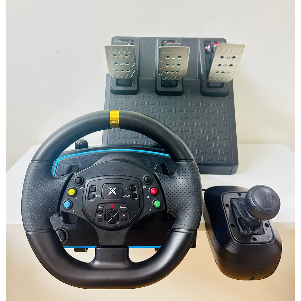 Ảnh minh họa Vô lăng chơi game GOG R808 LED Racing Wheel - Số sàn,cần số rời,pedal kim loại+côn,quay 270-1080 độ,PC,Playstation,Switch,Xbox 3
