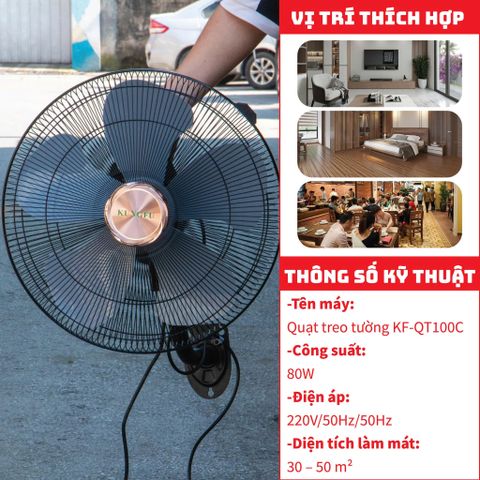 Quạt Treo Tường Kungfu KF-QT100C