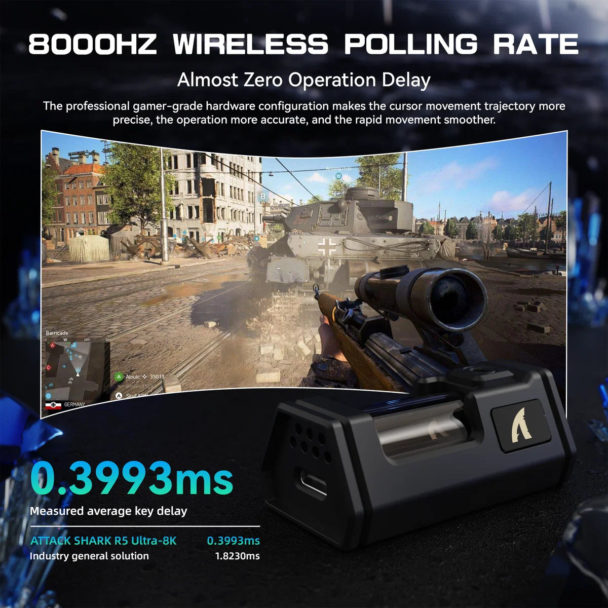 Ảnh minh họa Chuột chơi game không dây ATTACK SHARK R5 Ultra sợi carbon 8K PAW3950MAX - Đen 2