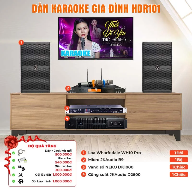 Ảnh minh họa Dàn karaoke gia đình HDR101 (Wharfedale WH10 Pro, JKAudio D2600, B9, NEKO DK1000) 1