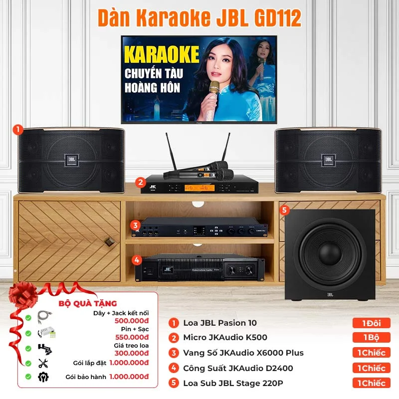 Ảnh minh họa Dàn karaoke JBL GD112 (JBL Pasion 10, Stage 220P, JKAudio D2400, X6000 Plus, K500) 1