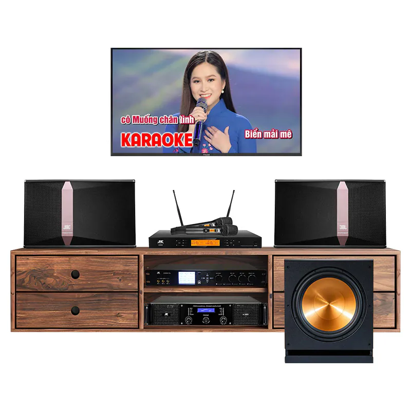 Dàn Karaoke JBL KH211 (JBL Ki510, X9000 Pro, Công suất, Micro K500, Sub Paramax D40)