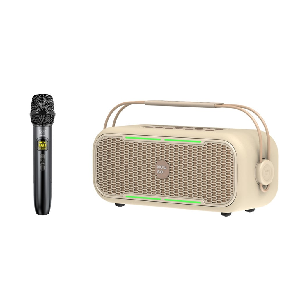 Loa Bluetooth di động hỗ trợ Karaoke NowGo C2 Bluetooth Speaker – Beige ( With 1 Microphone support Karaoke )