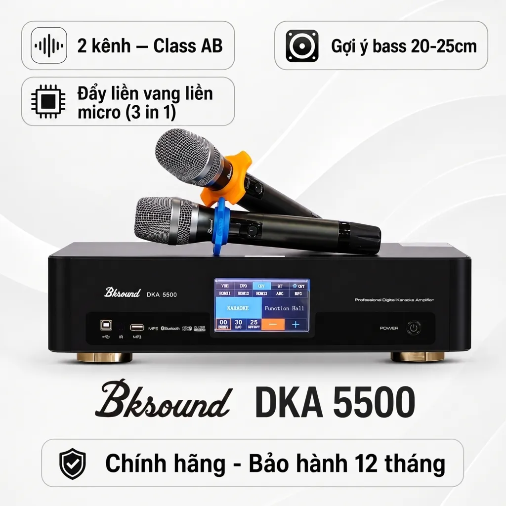 Ảnh minh họa Digital Karaoke Power Amplifier Bksound DKA 5500 (2 kênh, 250W, Kèm micro không dây) 1