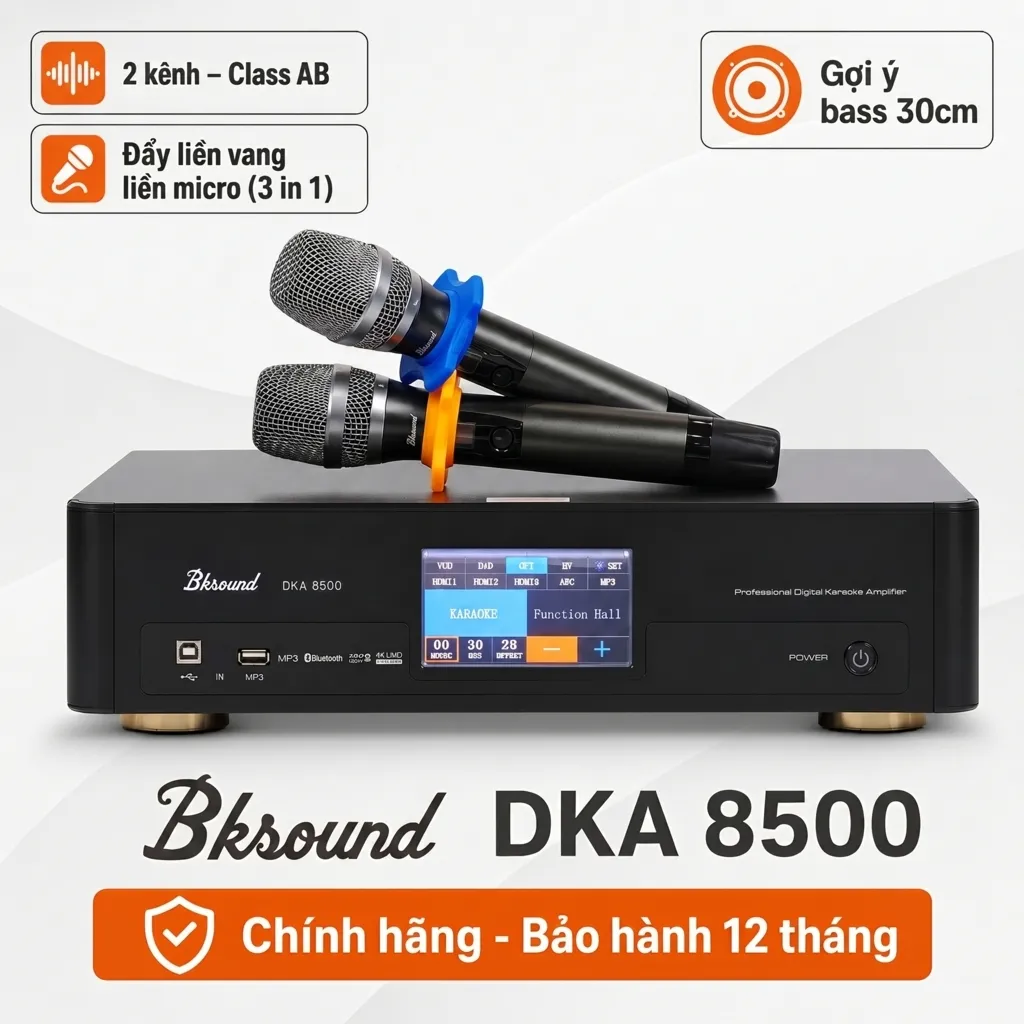 Ảnh minh họa Digital Karaoke Power Amplifier Bksound DKA 8500 (2 kênh, 750W, Kèm micro không dây) 1