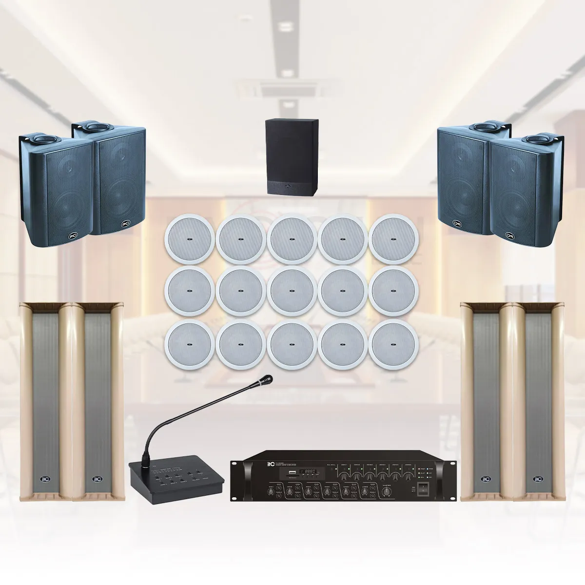 Ảnh minh họa Hệ thống âm thanh thông báo nhà xưởng, tòa nhà, bệnh viện phân 6 vùng (ITC T-804, ITC T-776P,...) 1