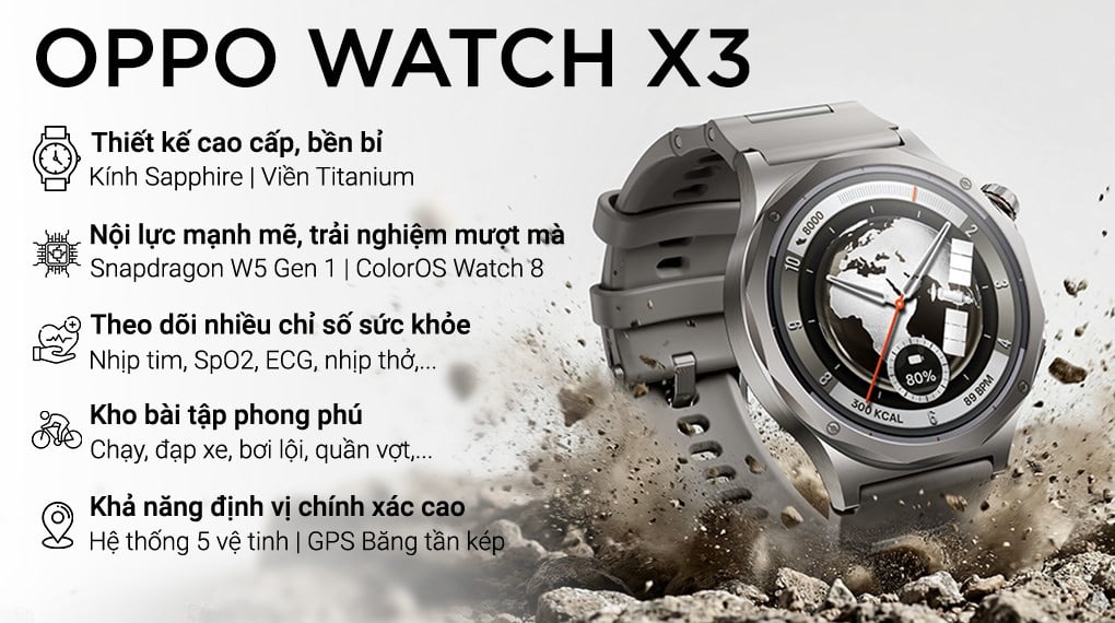 OPPO Watch X3 47.4mm dây cao su