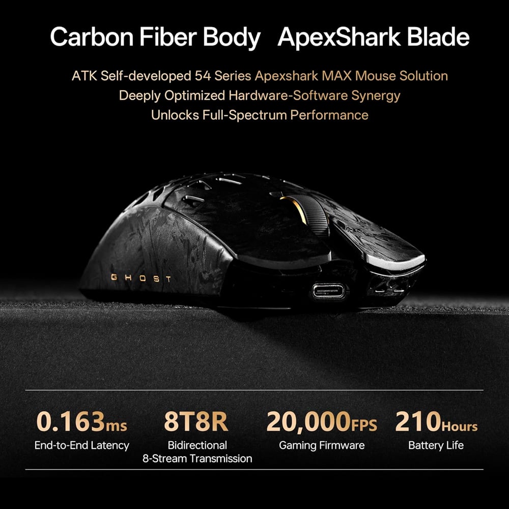 Ảnh minh họa Chuột không dây ATK Blazing Sky GHOST Extreme Carbon Fiber Hollow Dual-mode Wireless Pixart 3950 Ultra 3