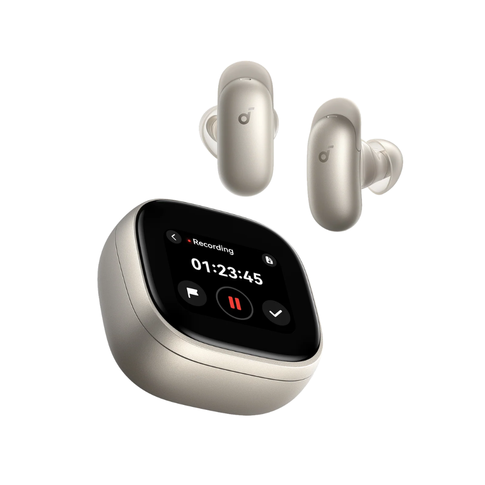 Tai Nghe Không Dây TWS SOUNDCORE Liberty 5 Pro Max (Bluetooth v6.1, 6.5H, Hi-Res Audio, with AI Note-Taker Smart Case) – TITANIUM GOLD