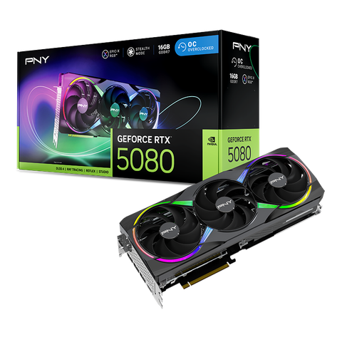 PNY GeForce RTX 5080 16GB ARGB Overclocked Triple Fan