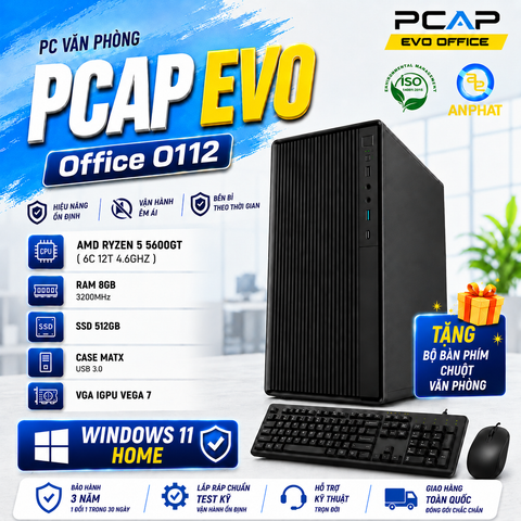 PC Văn Phòng PCAP EVO Office O112 / AMD RYZEN 5 5600GT / RAM 8GB / SSD