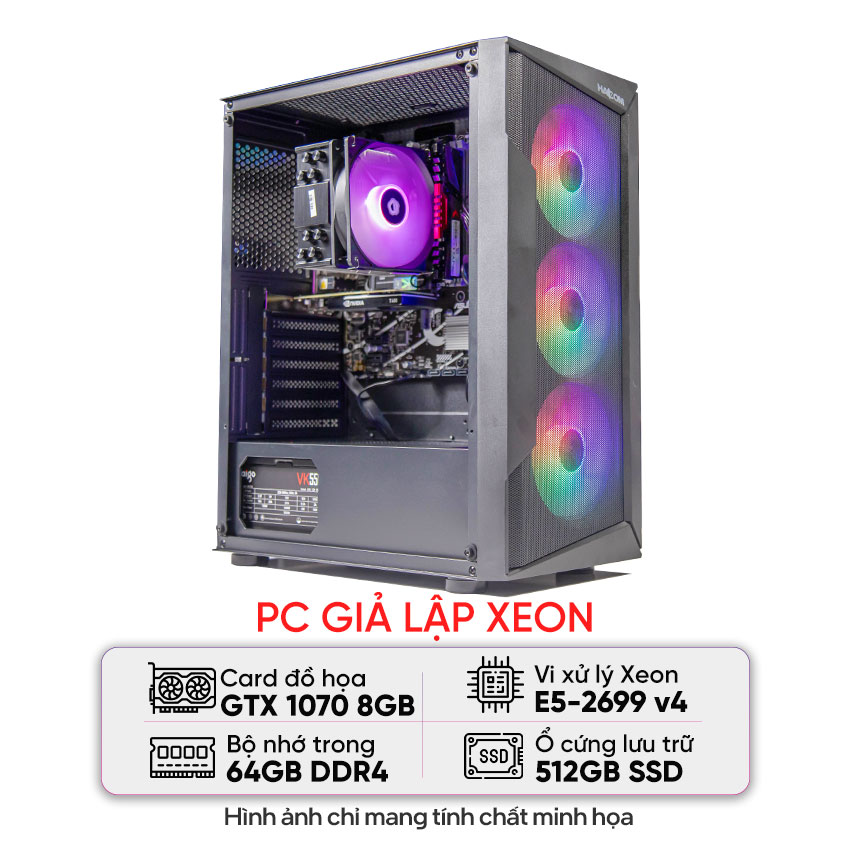 PC GIẢ LẬP XEON (E5-2699 V4/X99/64GB RAM/512GB SSD/GTX 1070/650W)