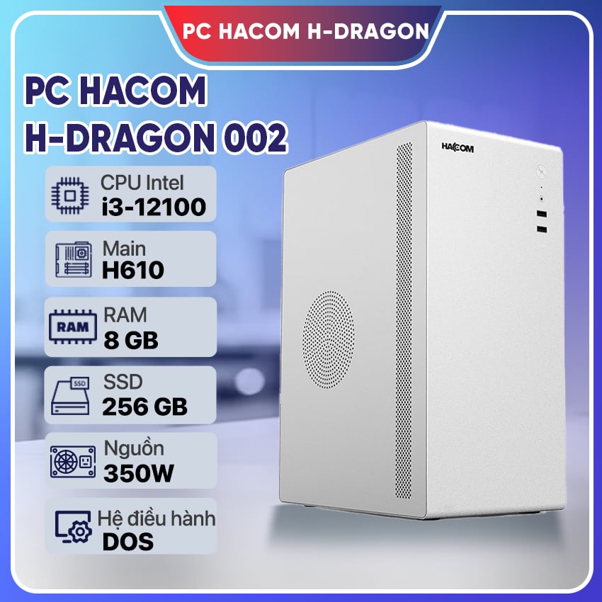 PC HACOM H-DRAGON 002 ( Intel i3 12100/8GB RAM/256 GB SSD )