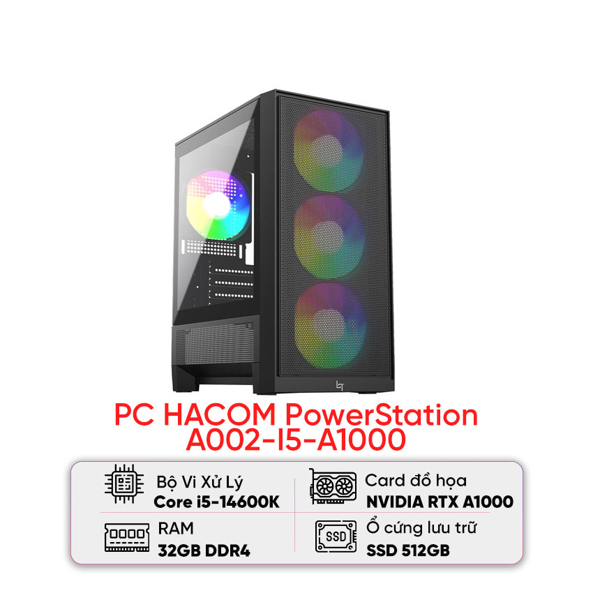 PC HACOM PowerStation A002-I5-A1000 (Intel i5 14600k/ RTX A1000 8GB)