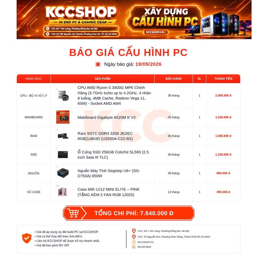 Ảnh minh họa PC KCC AMD R5-3400G / OnBoard Graphic 1