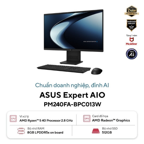 Ảnh minh họa PC Asus ExpertCenter AIO PM240FA-BPC013W (AMD Ryzen 5 40 | 8GB | 512GB | 23.8 inch FHD | Key + Mouse | Win11 | Đen | 2Y) 1