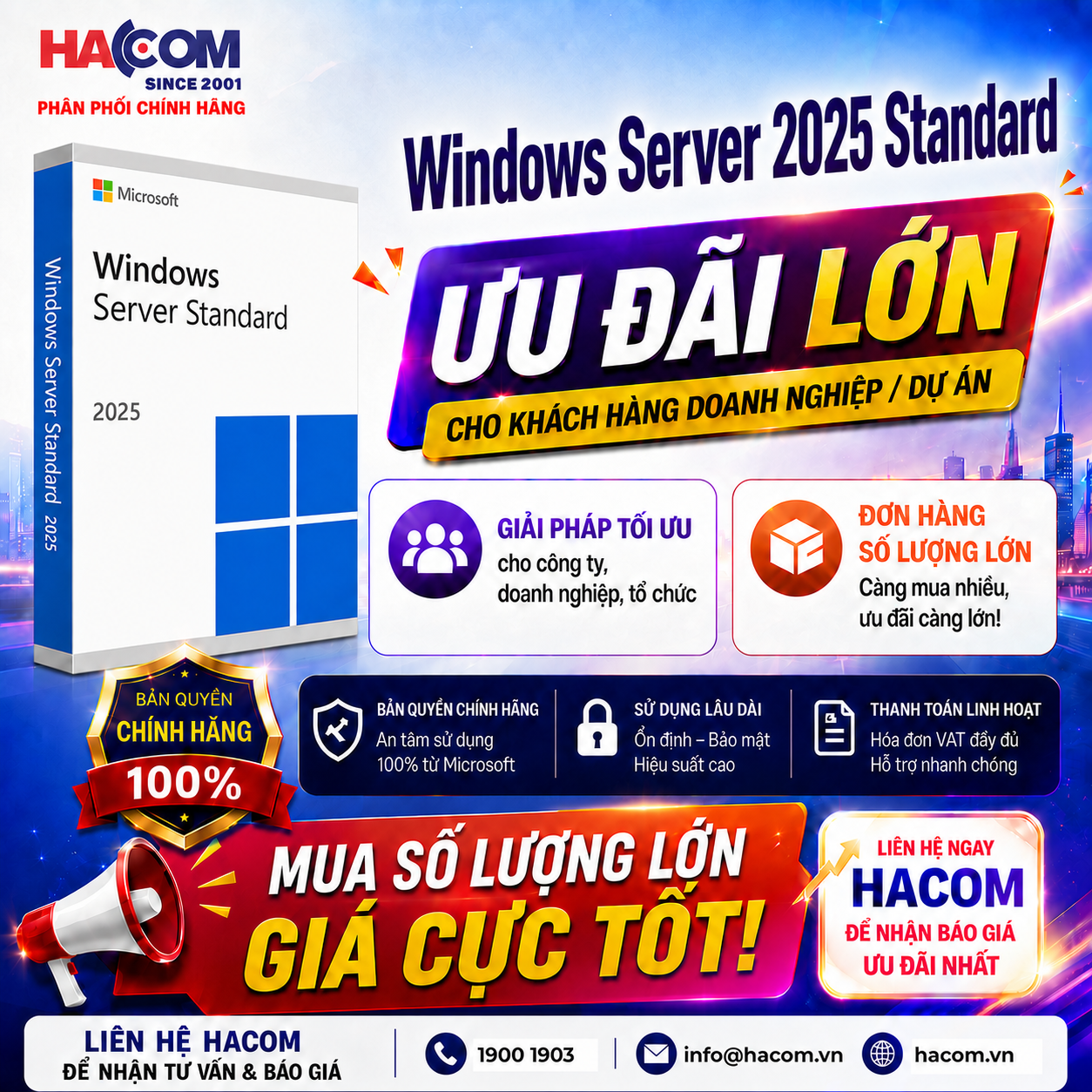 Ảnh minh họa Phần mềm Windows Server 2025 Standard - 16 Core License Pack 1