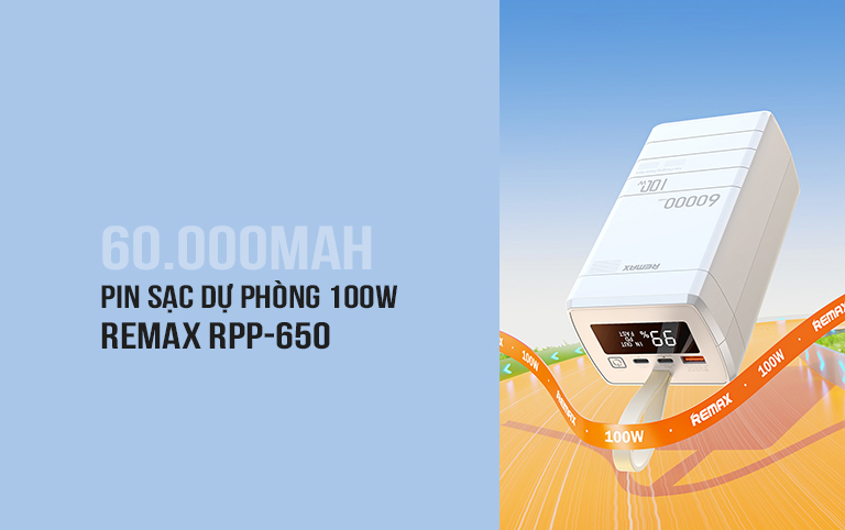 Ảnh minh họa Pin sạc dự phòng 100W 60000mAh Remax RPP-650 1