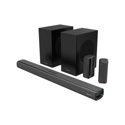 Powerology 5.2.4CH Rạp hát tại gia không dây, loa trầm kép - Đen