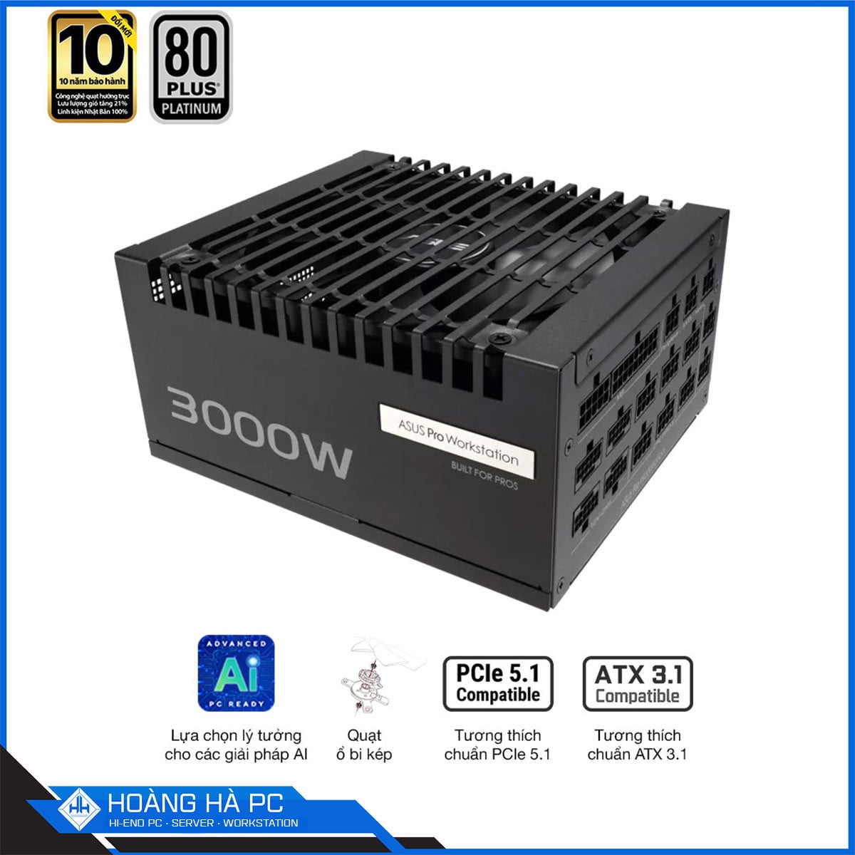 Ảnh minh họa Nguồn Asus Pro WS 3000W Platinum (ATX 3.1/ PCIe 5.1/ 80 Plus Platinum/ Full Modular) 3