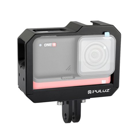 PULUZ Màu Đen - Hợp kim nhôm Khung gắn Hộp bảo vệ với khe đế giày lạnh & Bộ điều hợp chân máy cho Insta360 One R